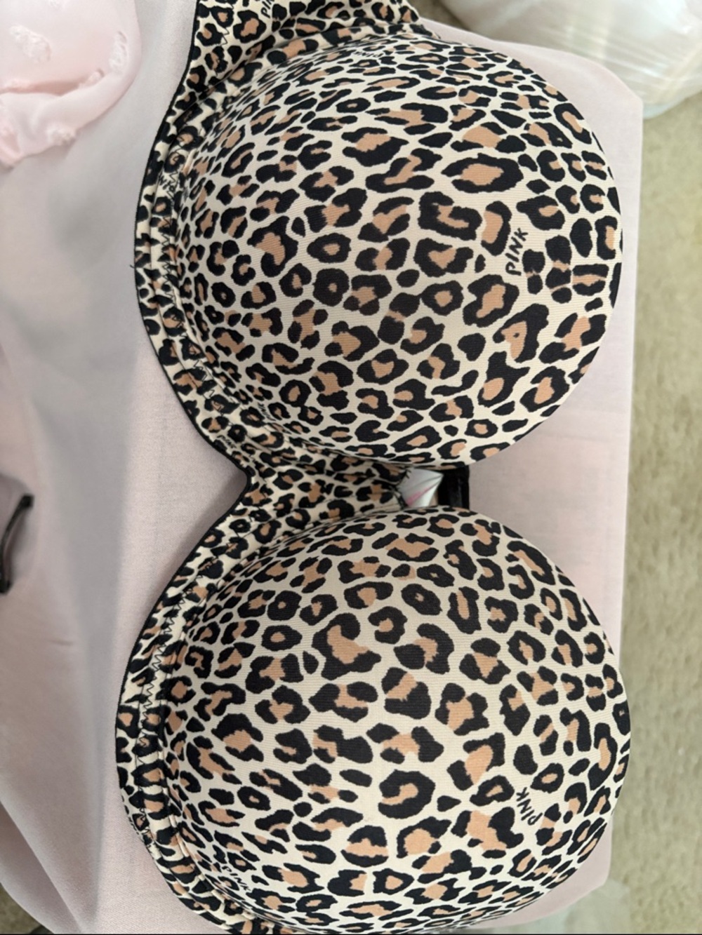 PINK Victoria's Secret Hot Pink Leopard Print Push-Up Bra